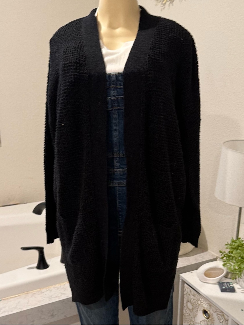 No Comment Black Open-Front Cardigan | Large